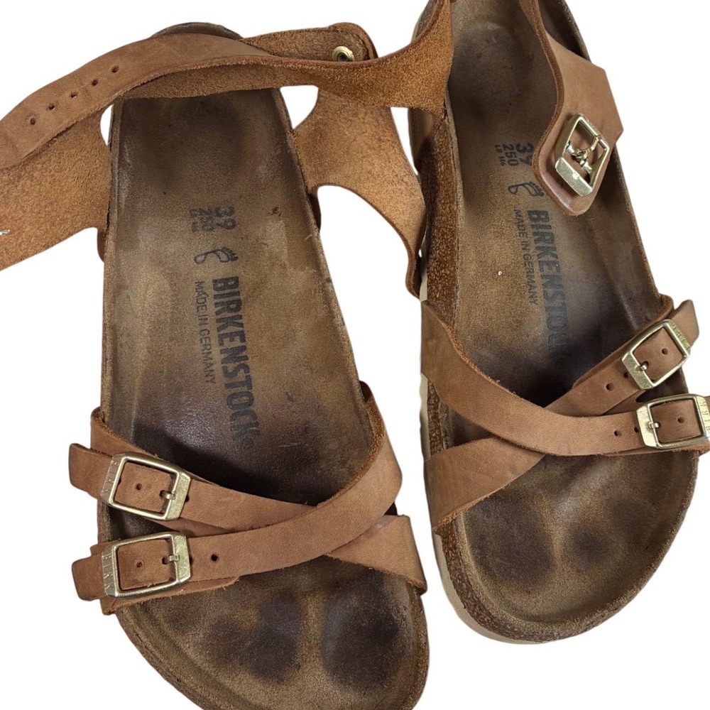Birkenstock Salina Tobacco Brown Oiled Leather Ankle Strap Sandals 39 L8 M6 - Picture 9 of 12